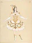 Costume design for Female Dancer (recto); Stage set (verso) — Mstislav Dobuzhinsky