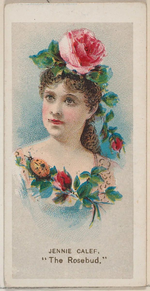 Jennie Calef as "The Rosebud," from the series Fancy Dress Ball Costumes (N73) for Duke brand cigarettes — W. Duke, Sons & Co.|Knapp & Company