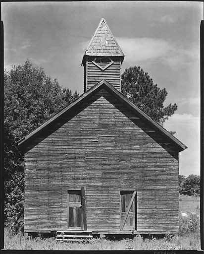 [Wooden Church with Shingled Steeple, Hale County, Alabama?]