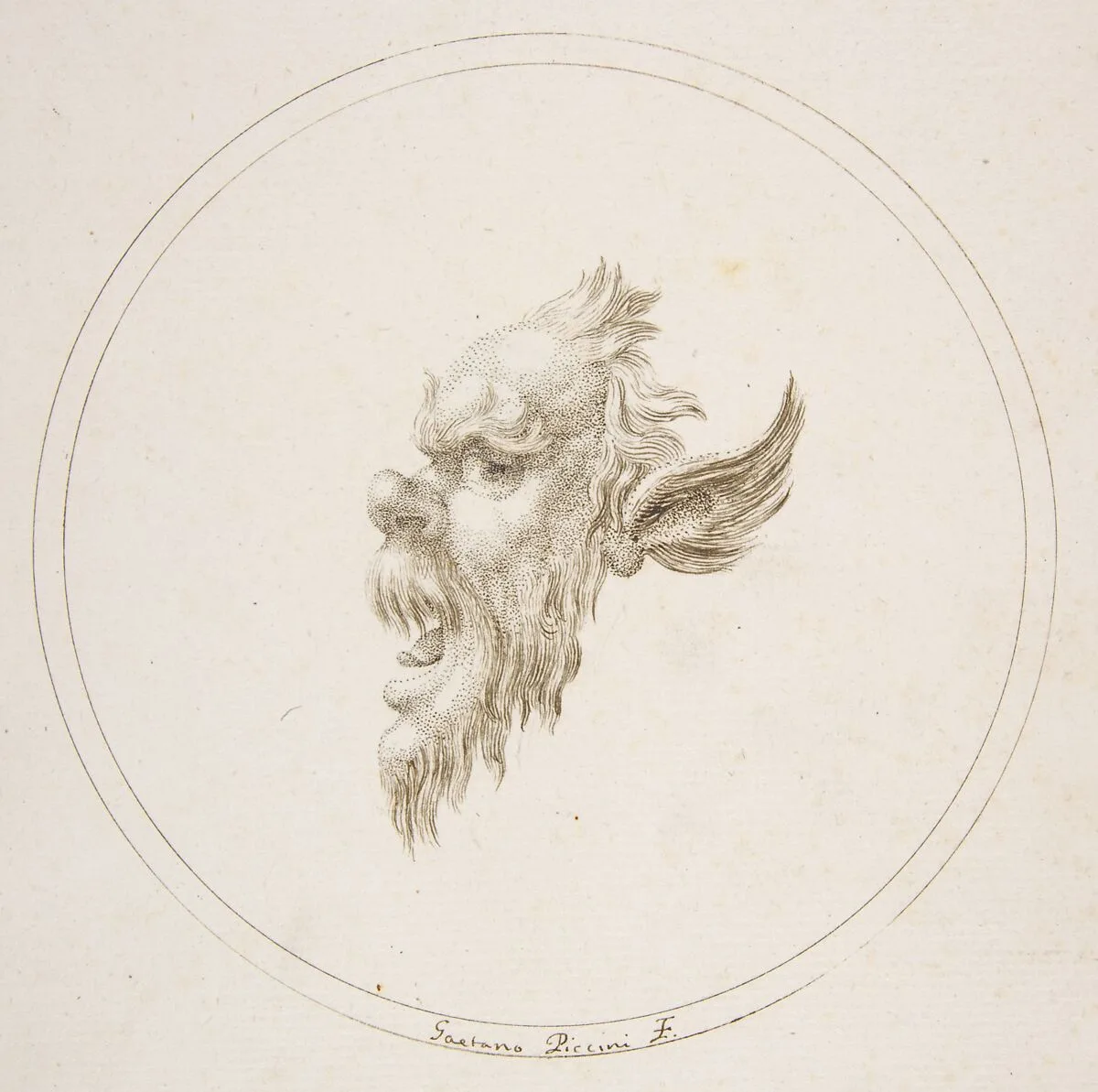 Small Grotesque Head Looking to the Left Within a Circle — Gaetano Piccini