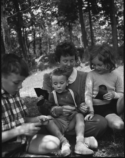 [Emily Workum and Her Children on Lawn, Bedford Village, New York]