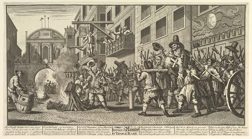 Burning the Rumps at Temple Bar (Twelve Large Illustrations for Samuel Butler's Hudibras, Plate 11)