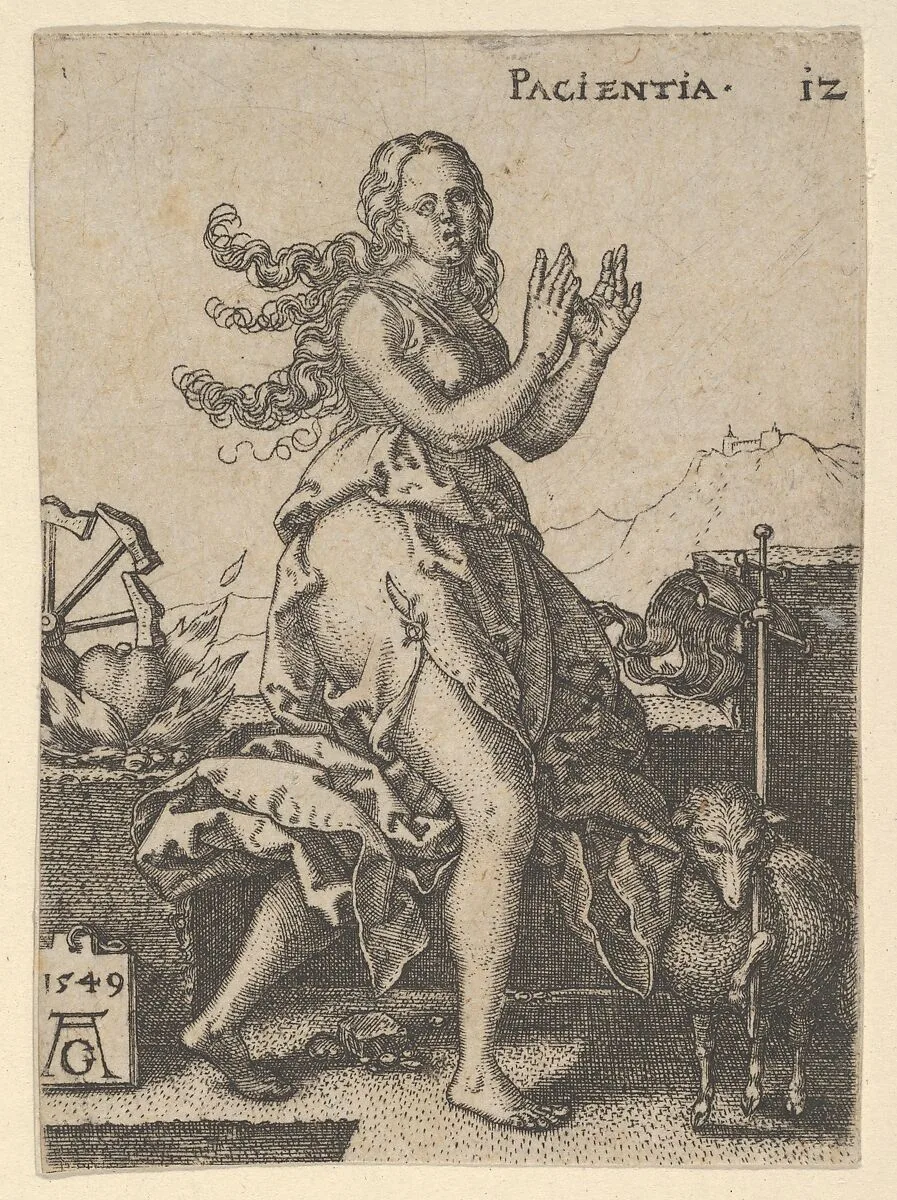 Patience, from "Virtues and Vices" — Heinrich Aldegrever