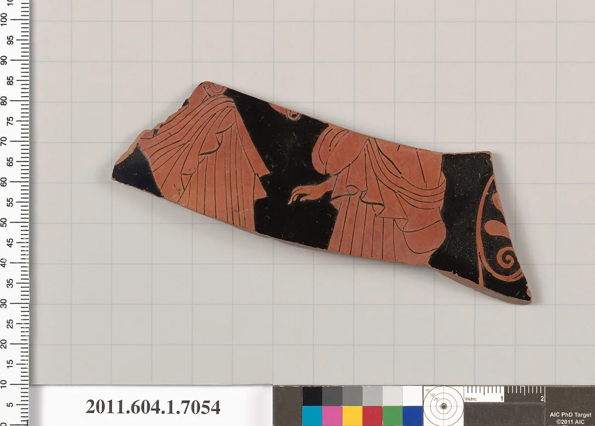 Terracotta fragment of a kylix (drinking cup) — Douris