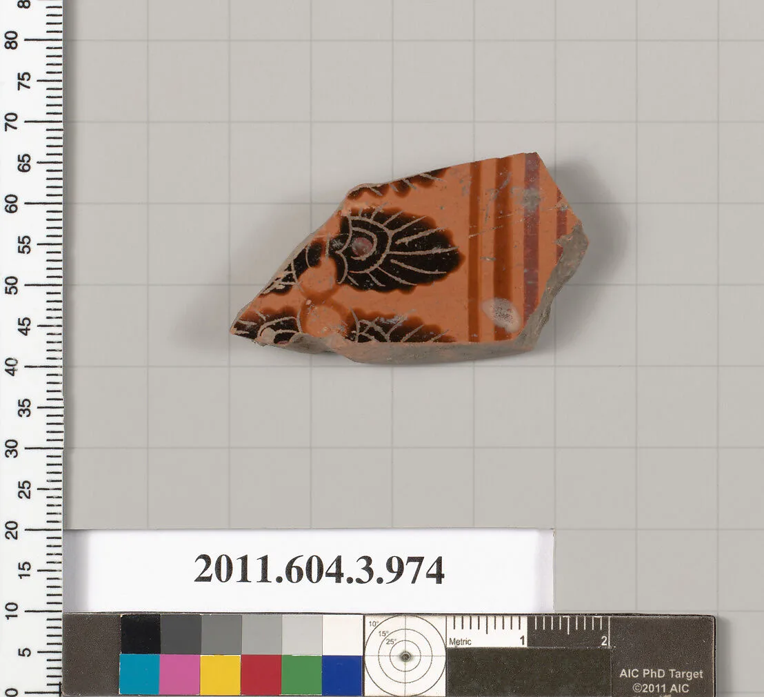 Terracotta fragment of a lekanis lid (covered dish) — Unknown