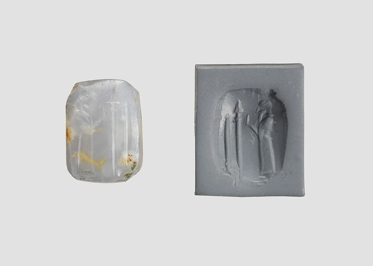 Stamp seal (octagonal pyramid) with cultic scene — Unknown