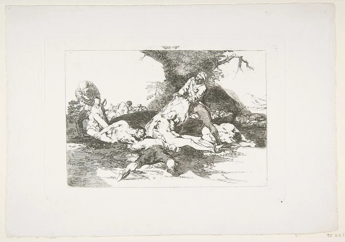 Plate 16 from "The Disasters of War" (Los Desastres de la Guerra): 'They make use of them' (Se aprovechan) — Goya (Francisco de Goya y Lucientes)