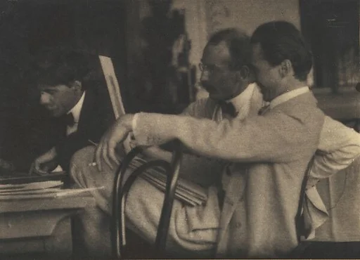 Stieglitz, Steichen and Kuehn Admiring the Work of Frank Eugene