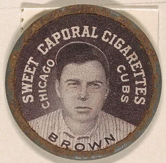 Brown, Chicago Cubs (black), from the Domino Discs series (PX7), issued by Kinney Brothers — Kinney Brothers Tobacco Company