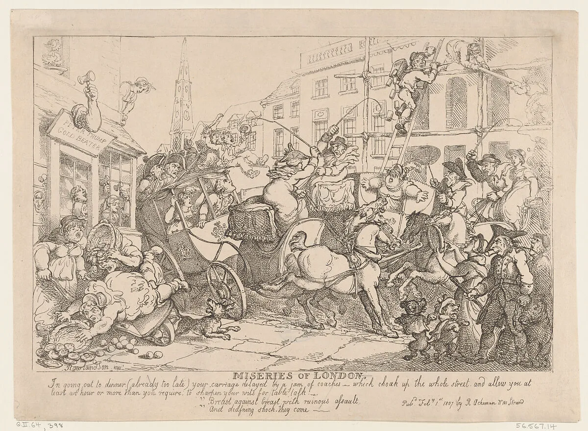 Miseries of London: Going Out to Dinner — Thomas Rowlandson|Rudolph Ackermann, London