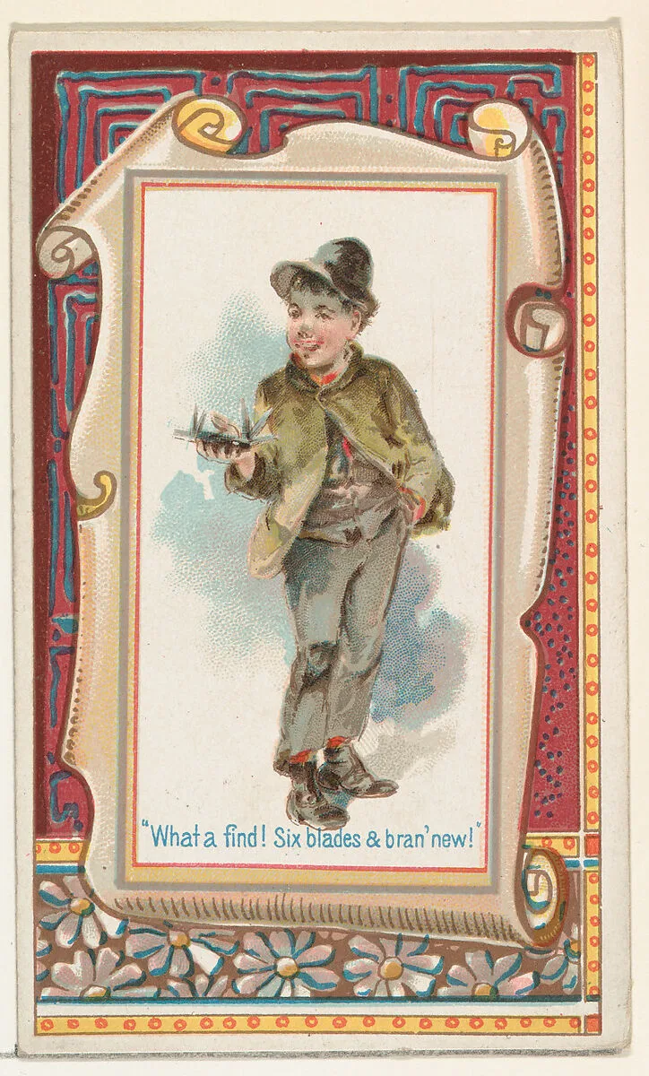 "What a find! Six blandes & bran' new!," from the Terrors of America set (N136) issued by Duke Sons & Co. to promote Honest Long Cut Tobacco — W. Duke, Sons & Co.|Knapp & Company