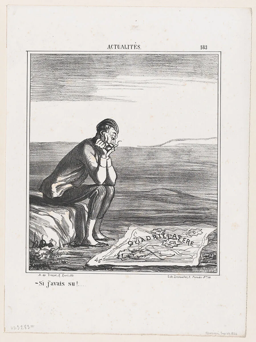 If I had known....., from 'News of the day,' published in "Le Charivari" — Destouches|Honoré Daumier|Arnaud de Vresse