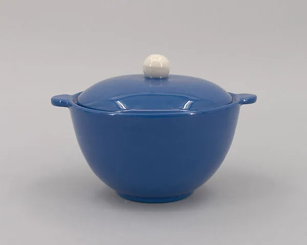 Lamelle Delphinium Blue Sugar Bowl with Lid — Ilonka Karasz|Buffalo Pottery (Buffalo, New York)