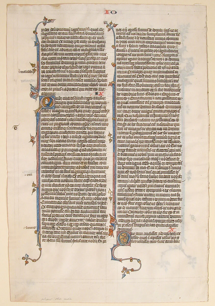 Manuscript Leaf from a Bible — Unknown