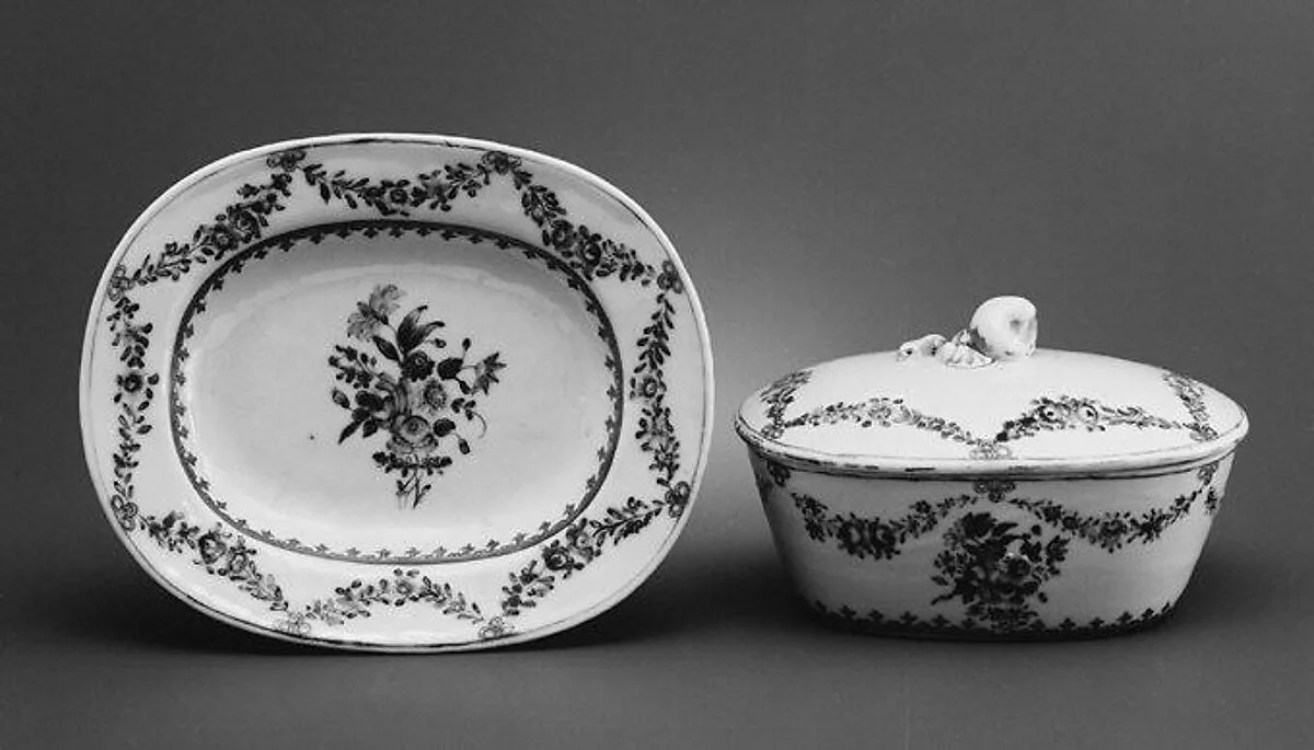 Butter dish with cover and tray — Unknown