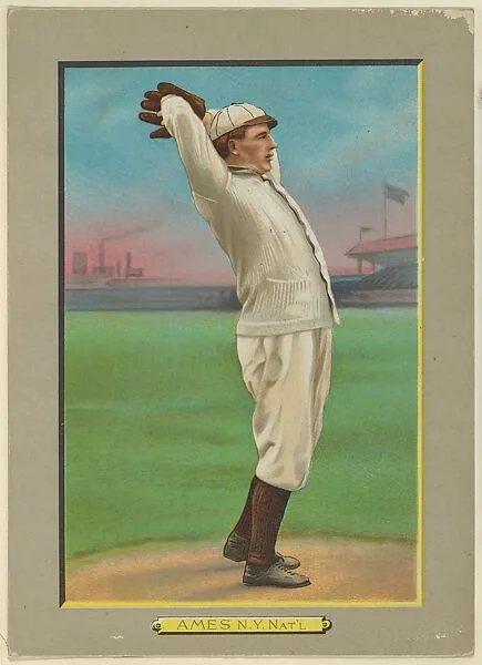 Leon Kessling "Red" Ames, Pitcher, New York Giants (National League), from Turkey Red Cabinets (T3) — American Tobacco Company