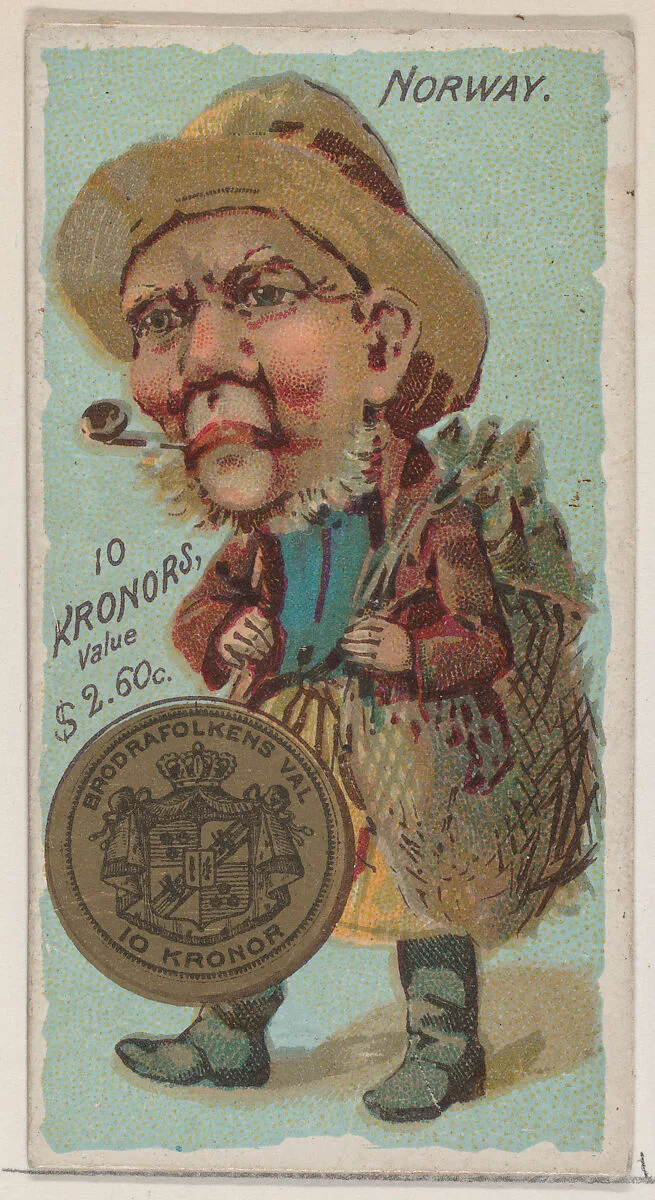 Norway, 10 Kronors, from the series Coins of All Nations (N72, variation 2) for Duke brand cigarettes — W. Duke, Sons & Co.