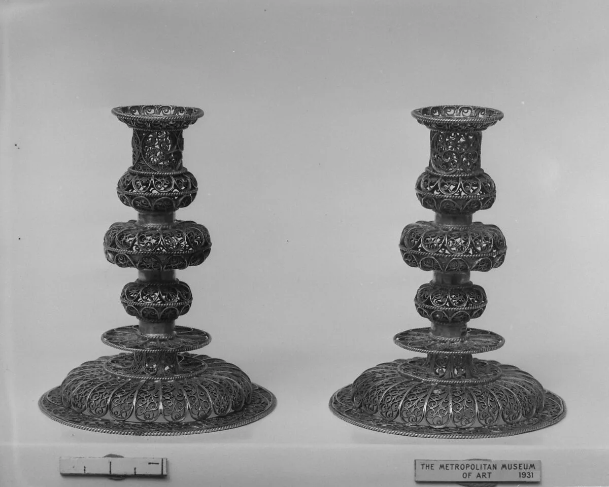 Miniature candlestick (one of a pair) (part of a set) — Unknown