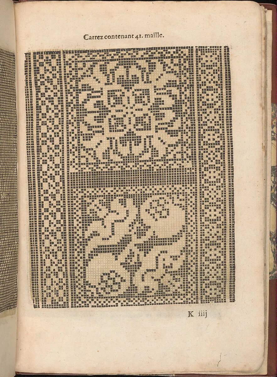 Les Secondes Oeuvres, et Subtiles Inventions De Lingerie du Seigneur Federic de Vinciolo Venitien, page 40 (recto) — Federico de Vinciolo|Jean Le Clerc|Catherine de Bourbon