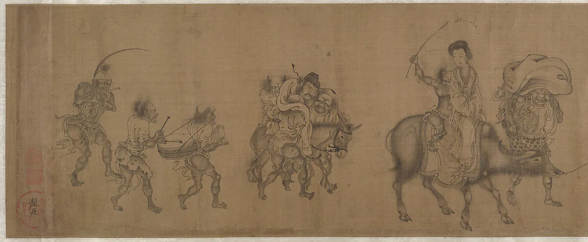 南宋/元 顏庚 鍾馗嫁妹圖 卷|The Demon Queller Zhong Kui Giving His Sister Away in Marriage — Yan Geng