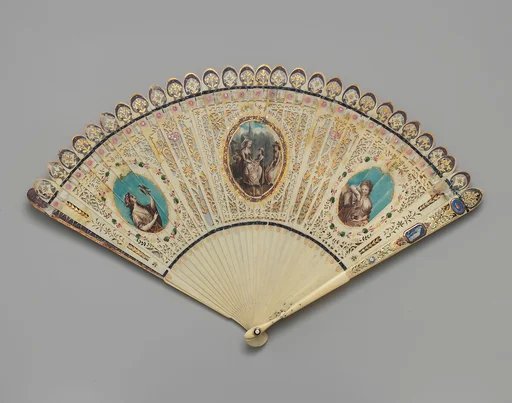 Brisé fan with three painted reserves
