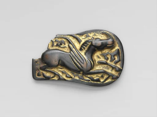 東漢（鮮卑文化） 鎏金翼馬紋銅飾板|Plaque with a Winged Horse