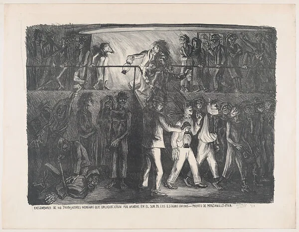 Disembarcation of 42 Mexican workers reduced by hunger in the Southern United States - Port of Manzanillo (1937) — Alfredo Zalce