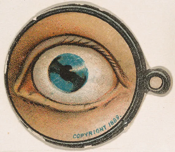 Monocle and Eye (blue), from Jocular Ocular series (N221) issued by Kinney Bros. — Kinney Brothers Tobacco Company