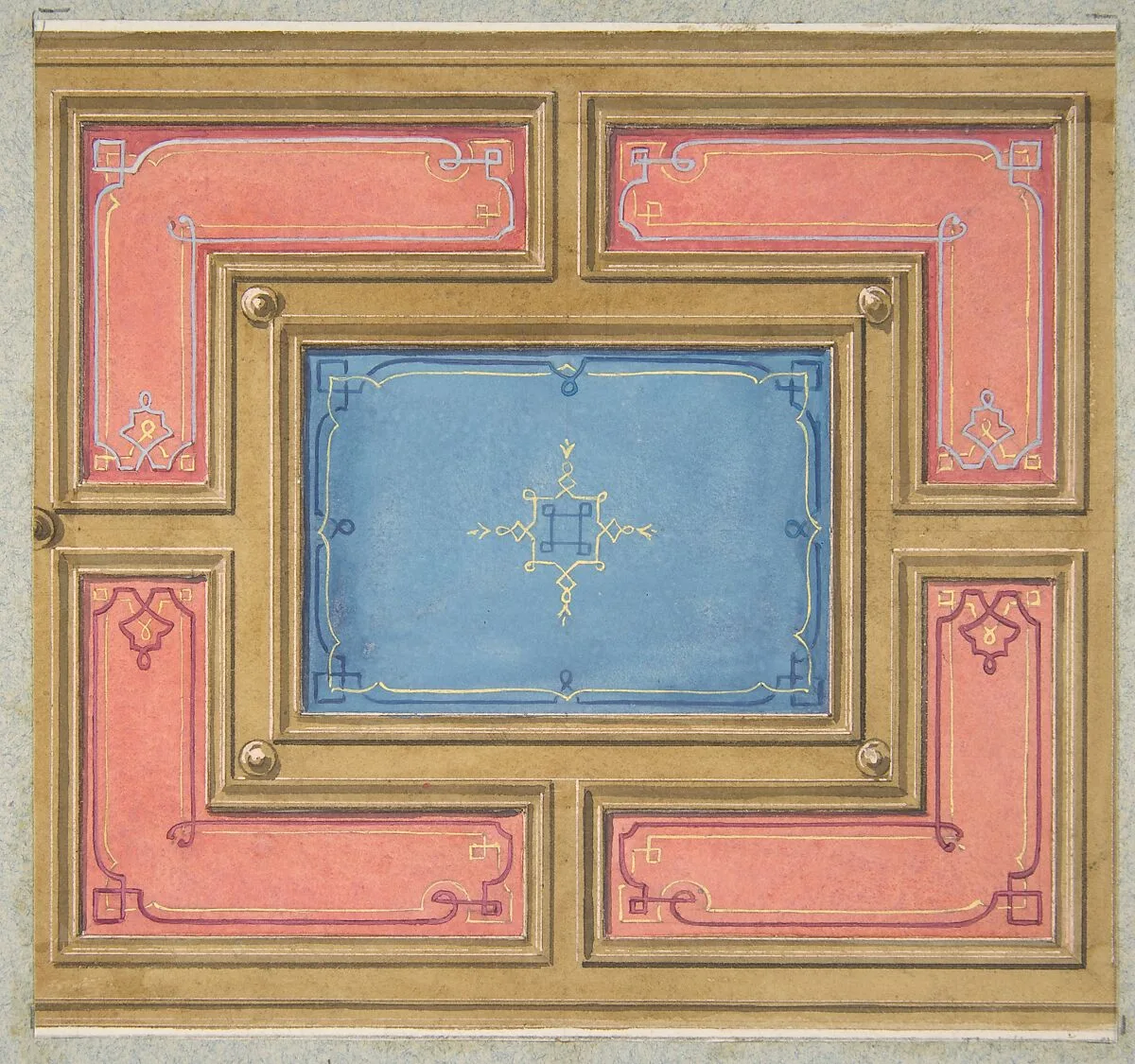 Design for a paneled ceiling — Jules-Edmond-Charles Lachaise|Eugène-Pierre Gourdet