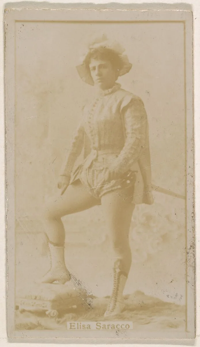 Mlle. Elisa Saracco, from the Actresses series (N245) issued by Kinney Brothers to promote Sweet Caporal Cigarettes — Kinney Brothers Tobacco Company