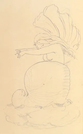 Sketch of a Fairy or Spirit Emerging from a Shell