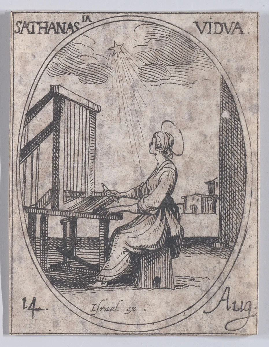 Ste. Athanase, veuve (St. Athanasia, Widow), August 14th, from "Les Images De Tous Les Saincts et Saintes de L'Année" (Images of All of the Saints and Religious Events of the Year) — Jacques Callot|Israël Henriet