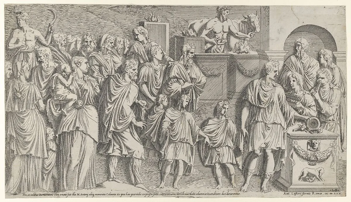 A sacrifice, copied from Trajan's column — Léon Davent