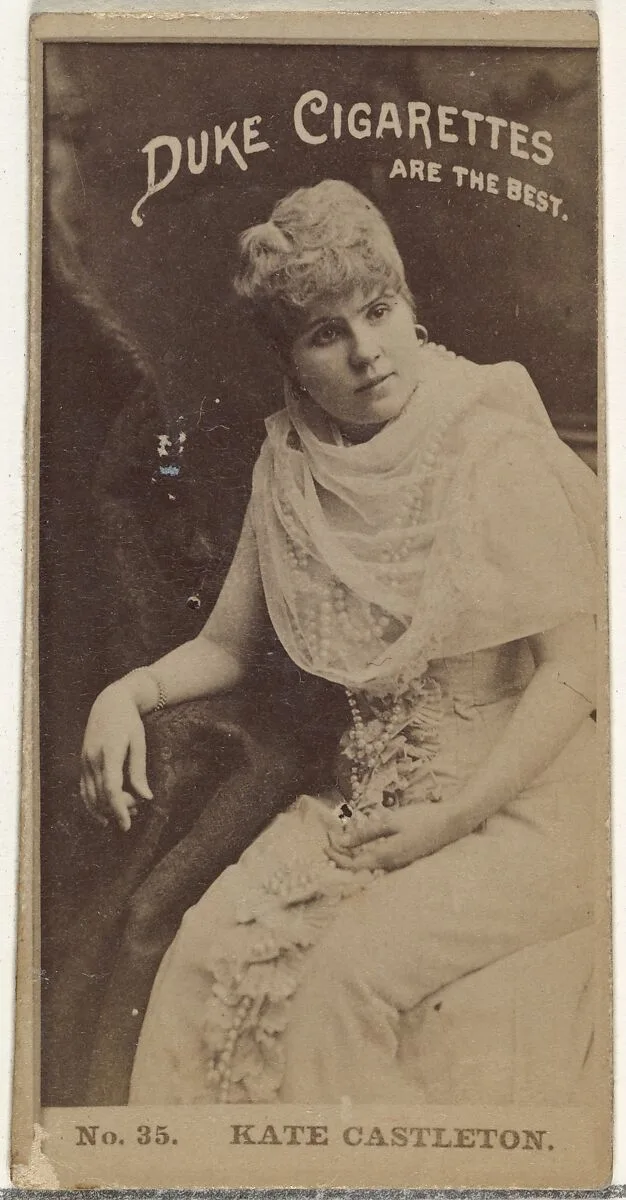 Card Number 35, Kate Castleton, from the Actors and Actresses series (N145-6) issued by Duke Sons & Co. to promote Duke Cigarettes — W. Duke, Sons & Co.