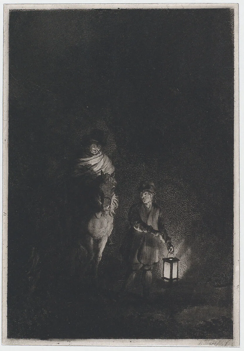 Rider and boy with lantern — Adam von Bartsch
