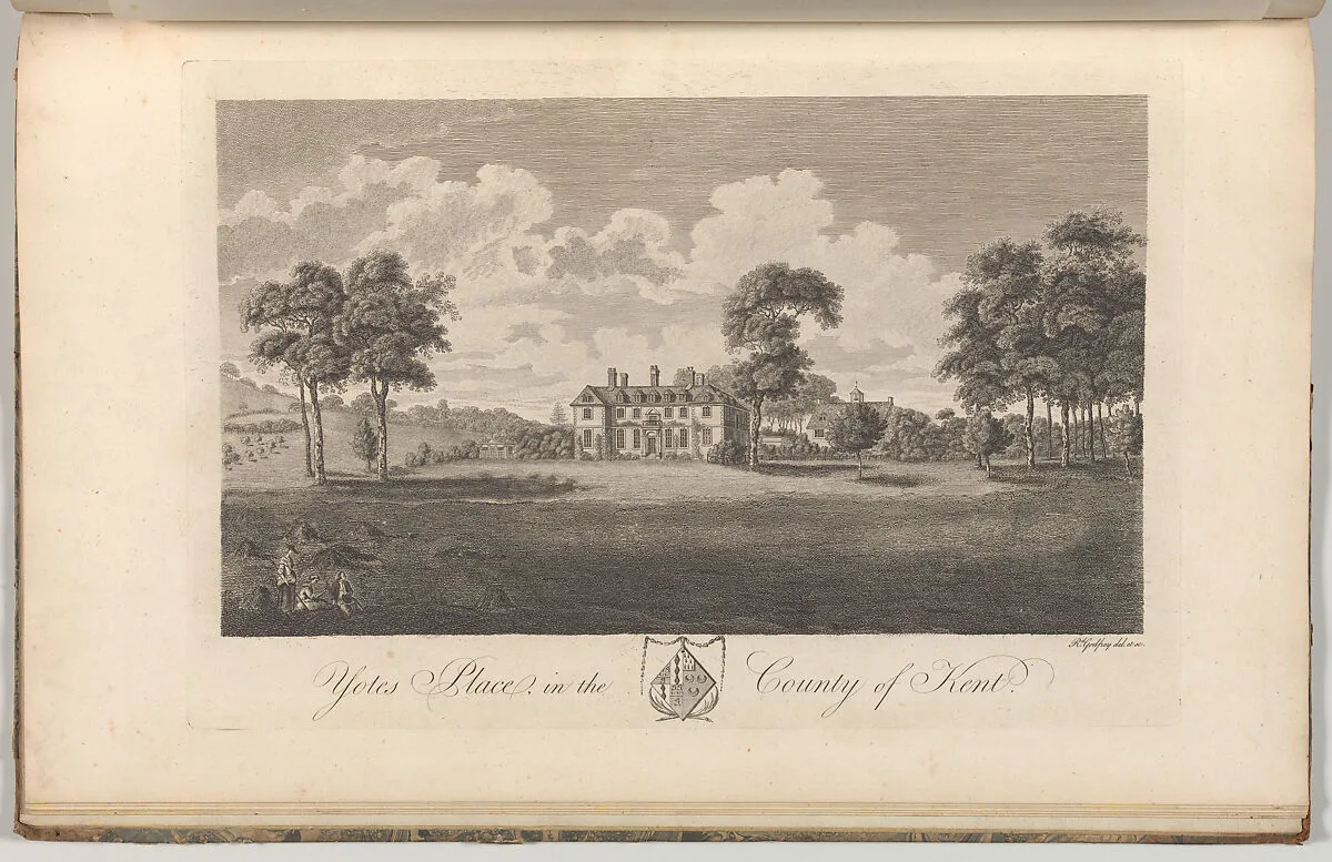Preston Hall in Aylesford, in the County of Kent, from Edward Hasted's, The History and Topographical Survey of the County of Kent, vols. 1-3 — Richard Bernard Godfrey