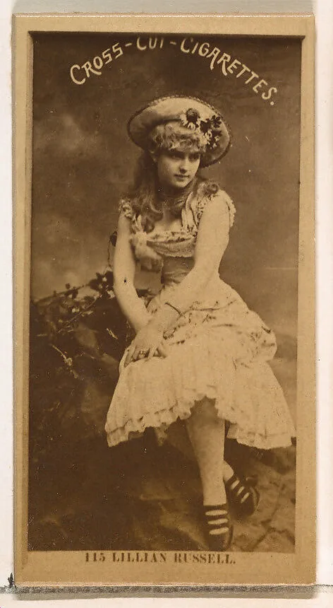 Card Number 115, Lillian Russell, from the Actors and Actresses series (N145-2) issued by Duke Sons & Co. to promote Cross Cut Cigarettes — W. Duke, Sons & Co.