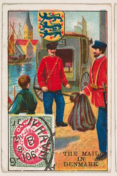 The Mail in Denmark, bakery card from the Stamps and Mail Carriers of All Nations series (D73), issued by the Rochester Baking Company — Rochester Baking Company