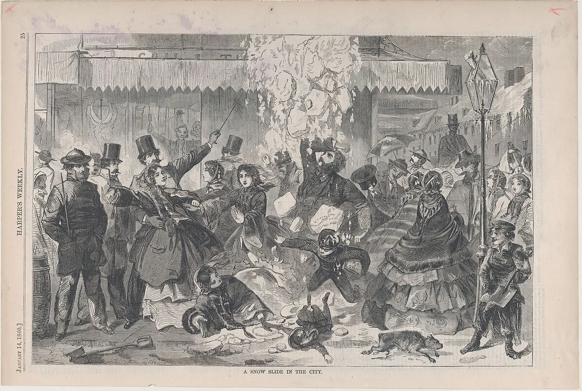 A Snow Slide in the City (from "Harper's Weekly," Vol. IV) — Winslow Homer|Harper's Weekly|Harper & Brothers