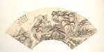 近代 張石園 倣王蒙山水 扇面|Landscape Done in Wang Meng Style — Zhang Shiyuan