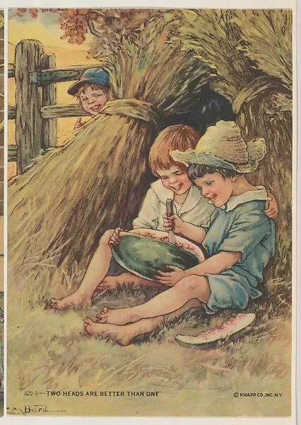 Two Heads Are Better Than One, insert card from the Children, Holidays, Etc. series (D23), issued by the Weber Baking Company — Weber Baking Company