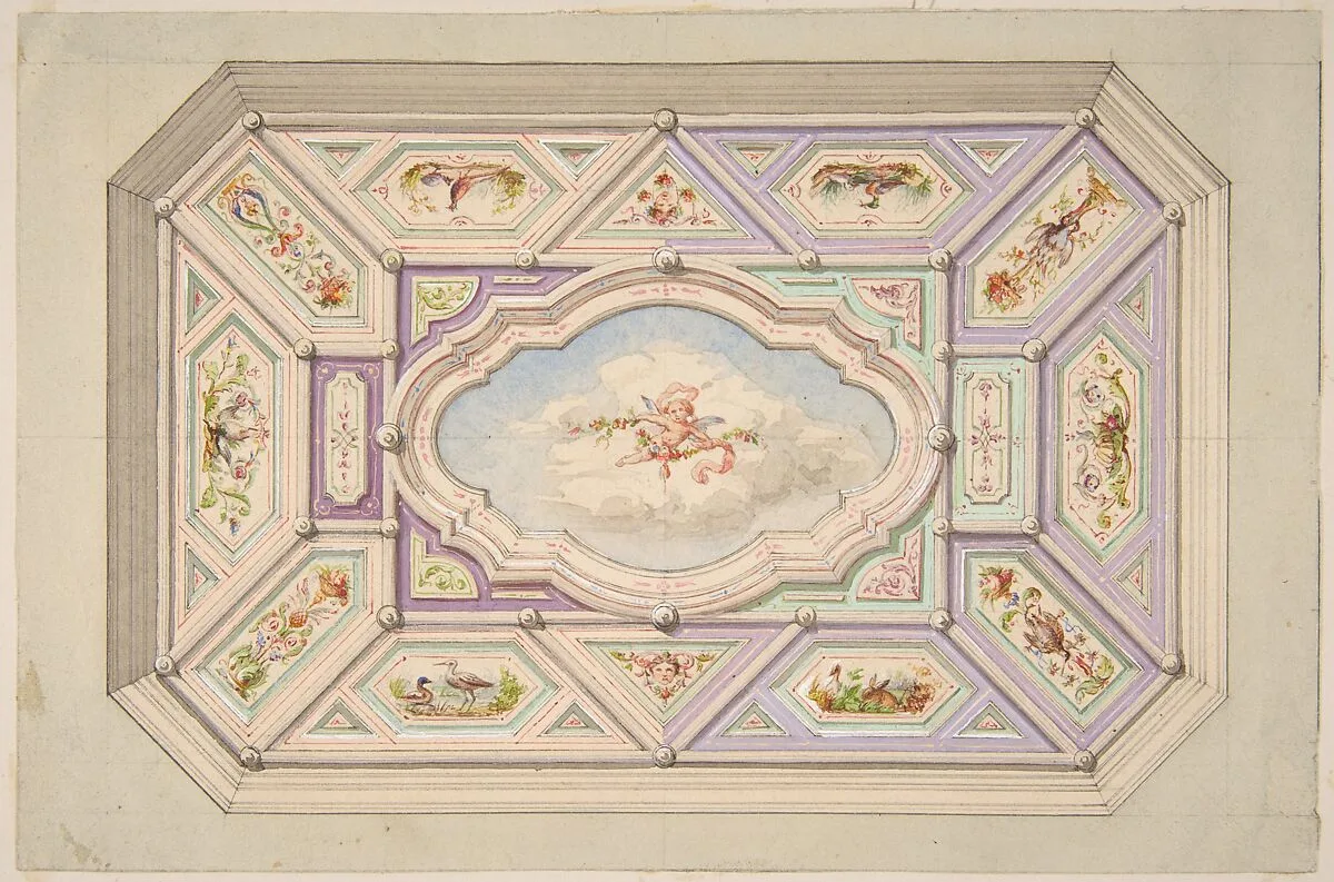 Design for a ceiling with a putto — Jules-Edmond-Charles Lachaise|Eugène-Pierre Gourdet