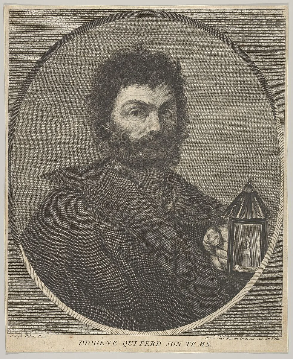 Diogenes, bust-length, and turned to the right, holding a lantern — Jusepe de Ribera (called Lo Spagnoletto)|François Basan