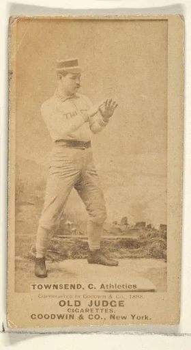 Townsend, Catcher, Philadelphia Athletics, from the Old Judge series (N172) for Old Judge Cigarettes