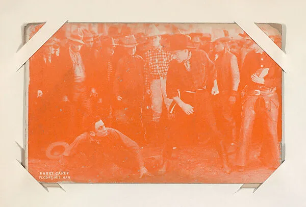 Harry Carey floors his man from Western Stars or Scenes Exhibit Cards series (W412) — Unknown
