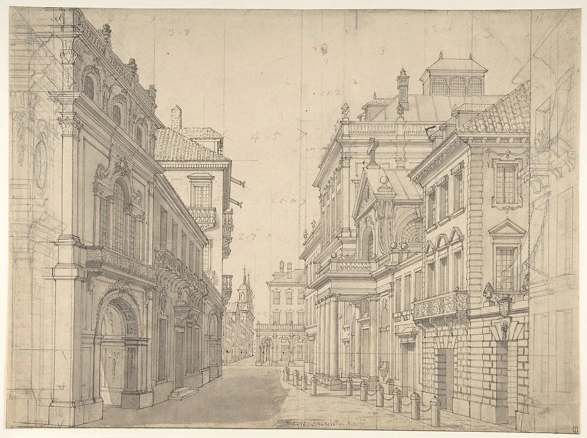 Perspective Design for a Stage Set of an Italian Cityscape — Antonio Mauro II