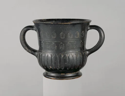 Terracotta kantharos (drinking cup with high handles)