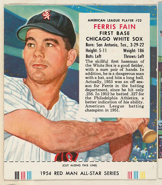 Ferris Fain, from the Major League All Stars series (T234), issued by Red Man Chewing Tobacco — Red Man Chewing Tobacco