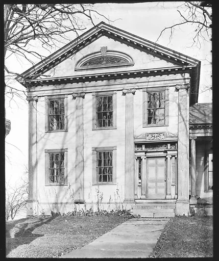 [Greek Revival House with Half-Lunette Window in Gable, Cherry Valley, New York]