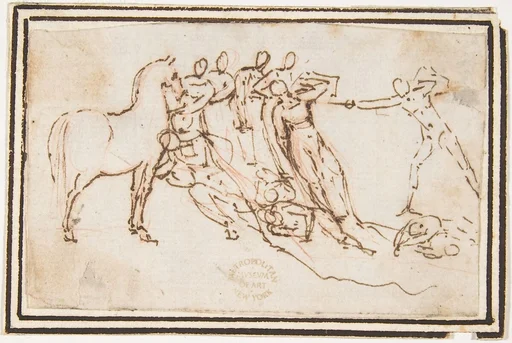 Unidentified Subject (Nine Figures and a Horse)